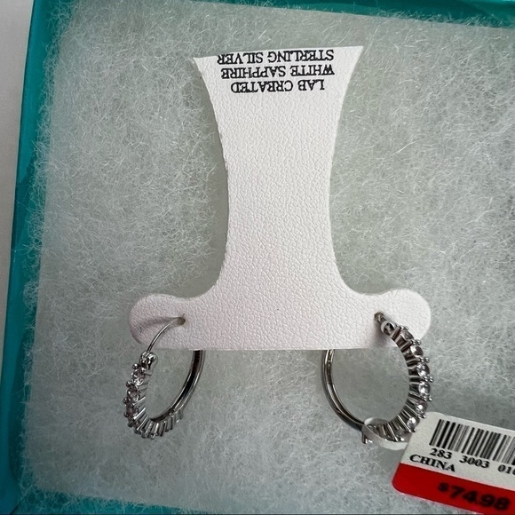 NWT GIFT-O-LOGY Womens Hoop Earrings  Lab Created White Sapphire Sterling - Picture 2 of 6